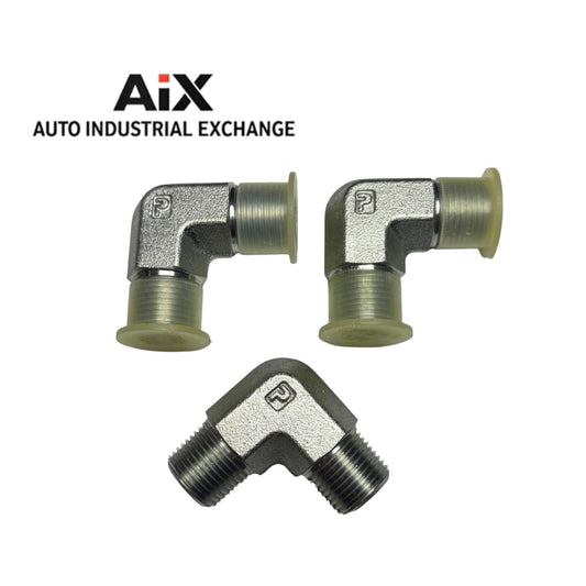 Lot of 3 Parker 3/8 CR-S Elbow Fittings NPTF Male x Male Steel 6000 PSI