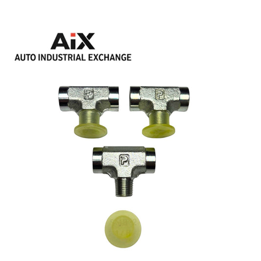 Lot of 3 Parker 1/8 MMS-S JIC Male Branch Tee Pipe Fittings Steel 5000 PSI