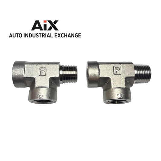 Lot of 2 Parker 1/2 MRO-SS Male Run Tees 1/2” NPT SS Pipe Fitting 3000 PSI