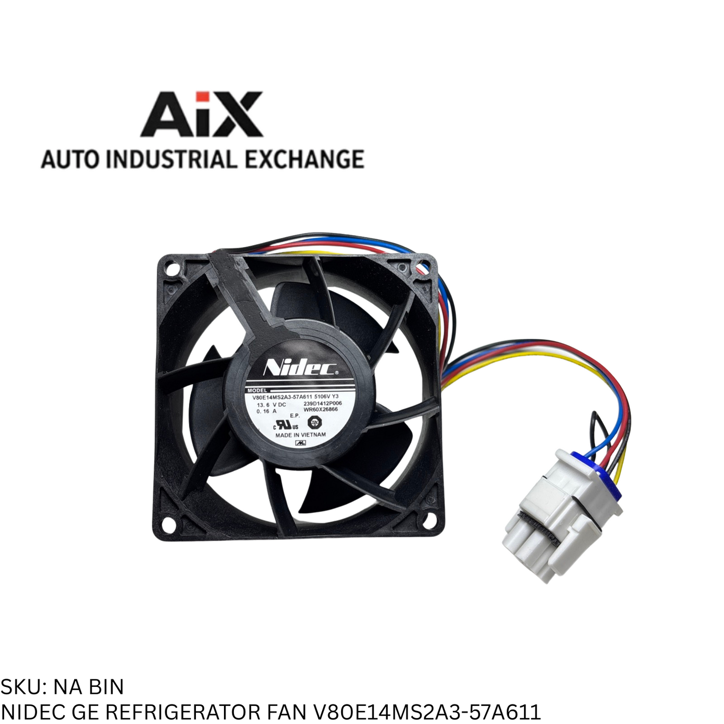 Nidec V80E14MS2A3-57A611 GE Refrigerator Evaporator Fan Motor WR60X10356 3-Pin
