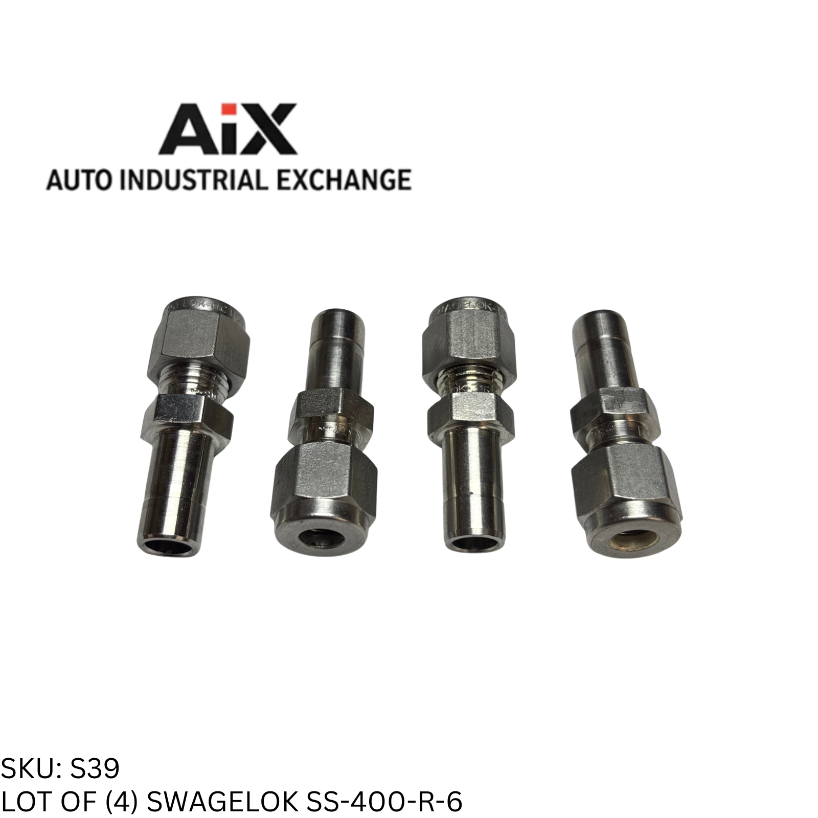 Lot of 4 Swagelok SS-400-R-6 Stainless Tube Fitting Reducer 1/4" OD x 3/8" OD