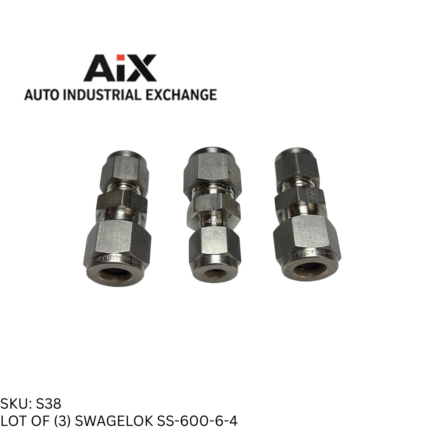 Lot of 3 Swagelok SS-600-6-4 Stainless Steel Tube Fitting 3/8 in. x 1/4 in.