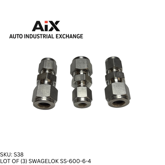 Lot of 3 Swagelok SS-600-6-4 Stainless Steel Tube Fitting 3/8 in. x 1/4 in.