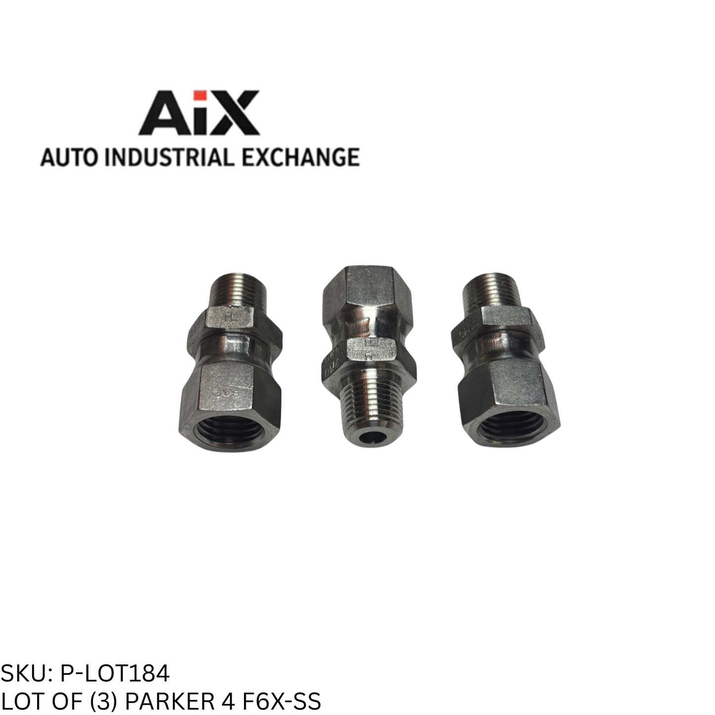 Lot of 3 Parker 4 F6X-SS Straight Tube to Male NPT Adapter 37° Flare Fitting