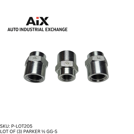 Lot of 3 Parker 1/2 GG-S Steel Straight Pipe Fitting Female NPT 5000 PSI