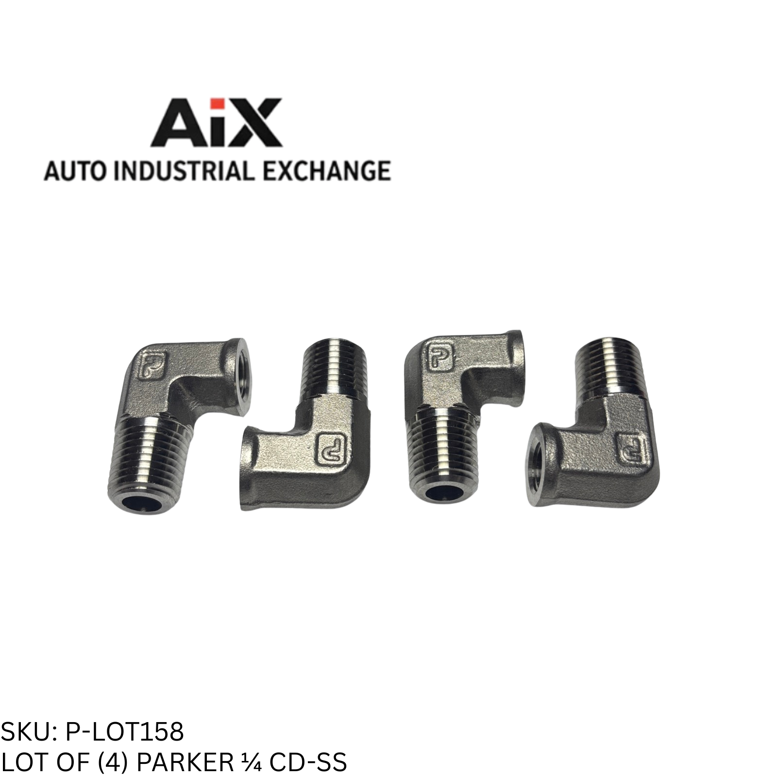 Lot of 4 Parker 1/4 CD-SS 90° Elbow Pipe Fittings Male NPT x Female NPT SS