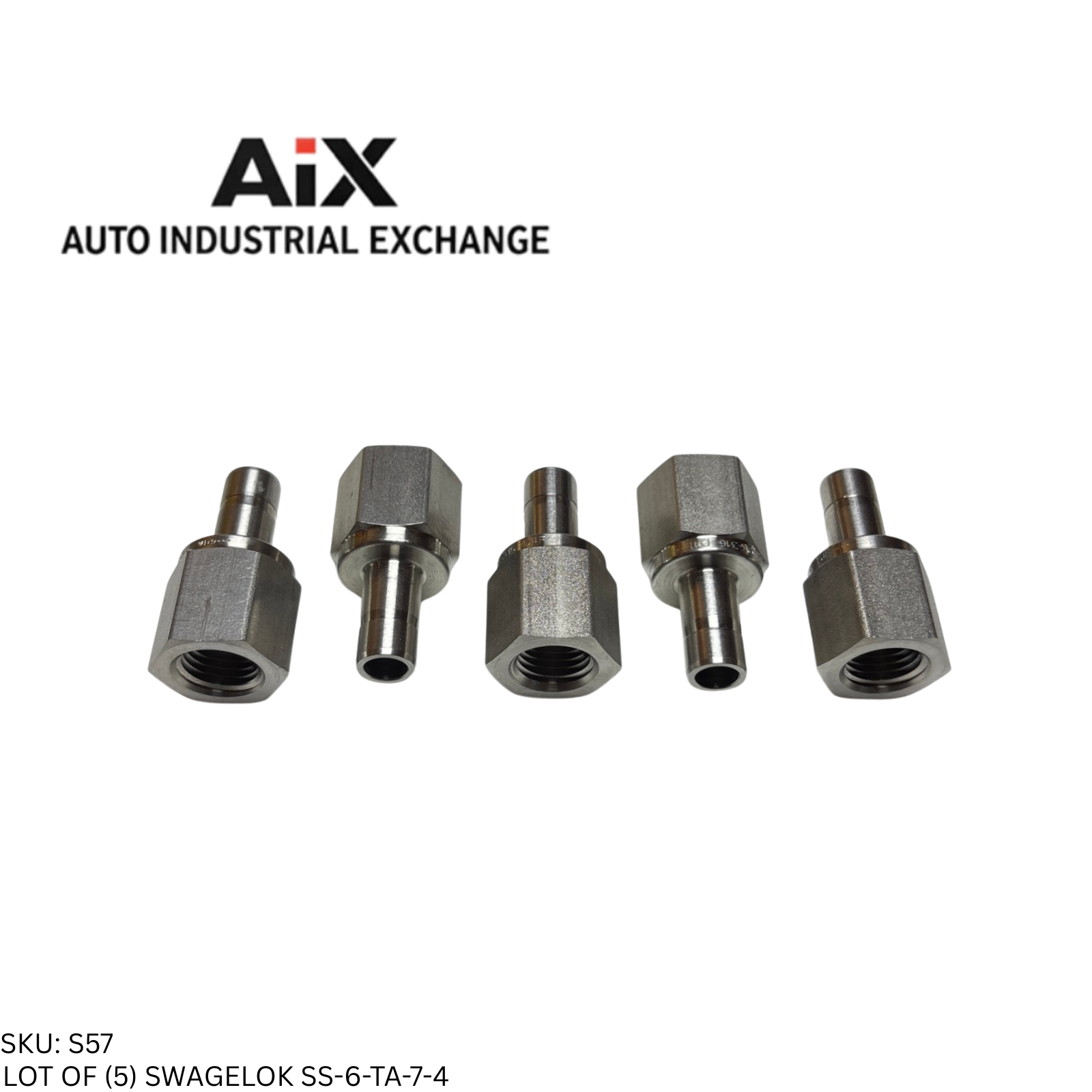 Lot of 5 Swagelok SS-6-TA-7-4 Stainless Steel Female Tube Adapter 3/8 x 1/4 NPT