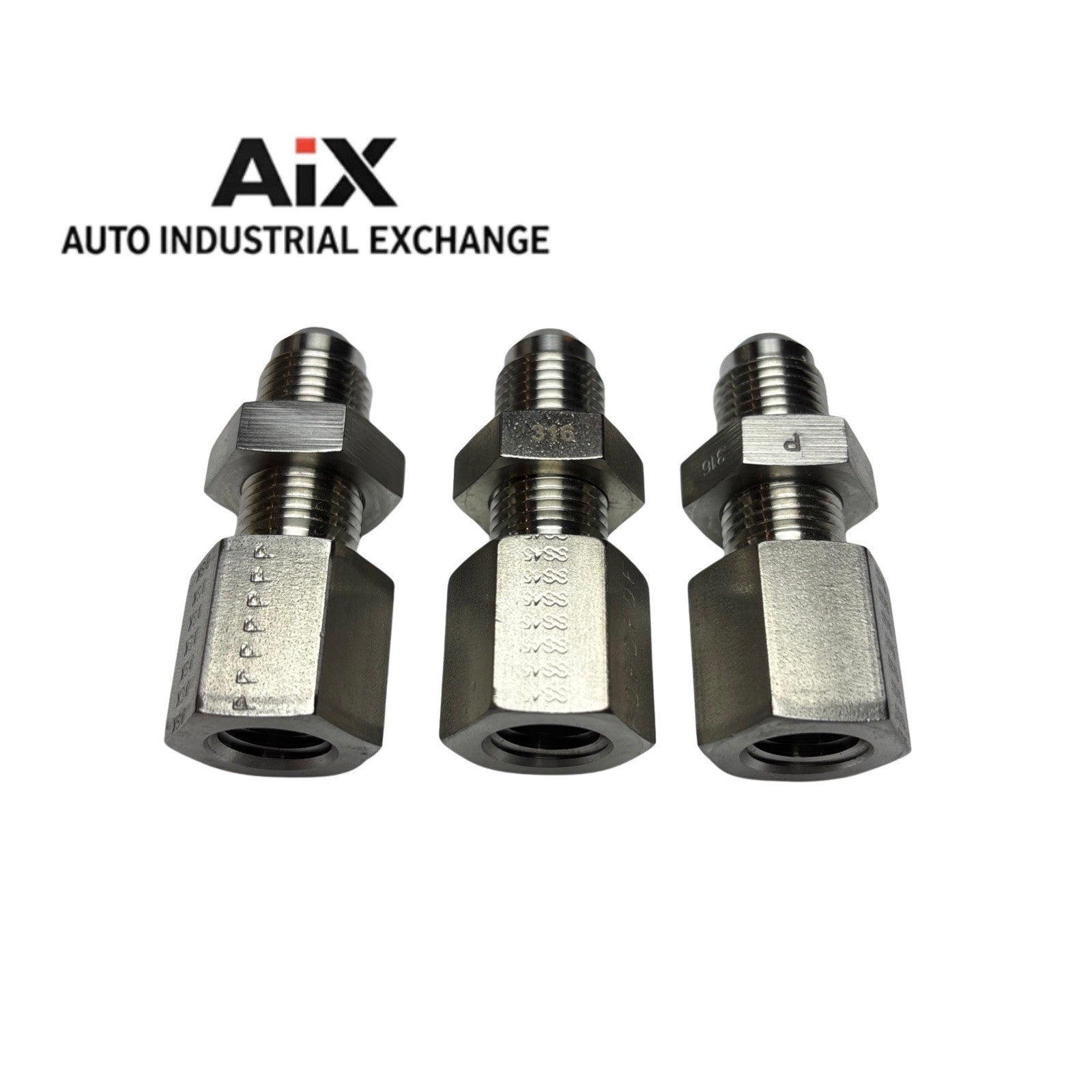 Lot of 3 Parker 6-6 WGTX-WLN-SS 3/8 JIC Flare x 3/8 NPT Bulkhead Adapter SS