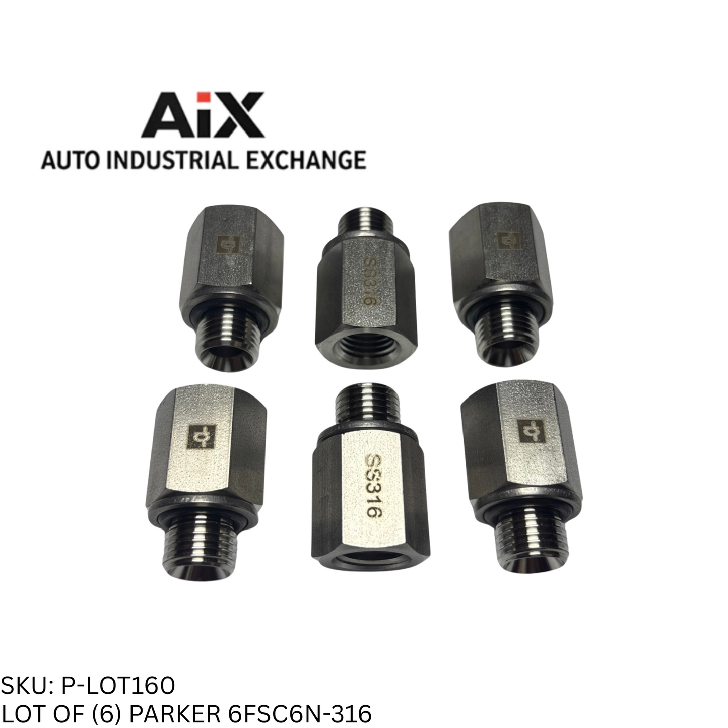 Lot of 6 Parker 6FSC6N-316 A-LOK Female NPT Connector 3/8 Tube OD x 3/8 NPT SS