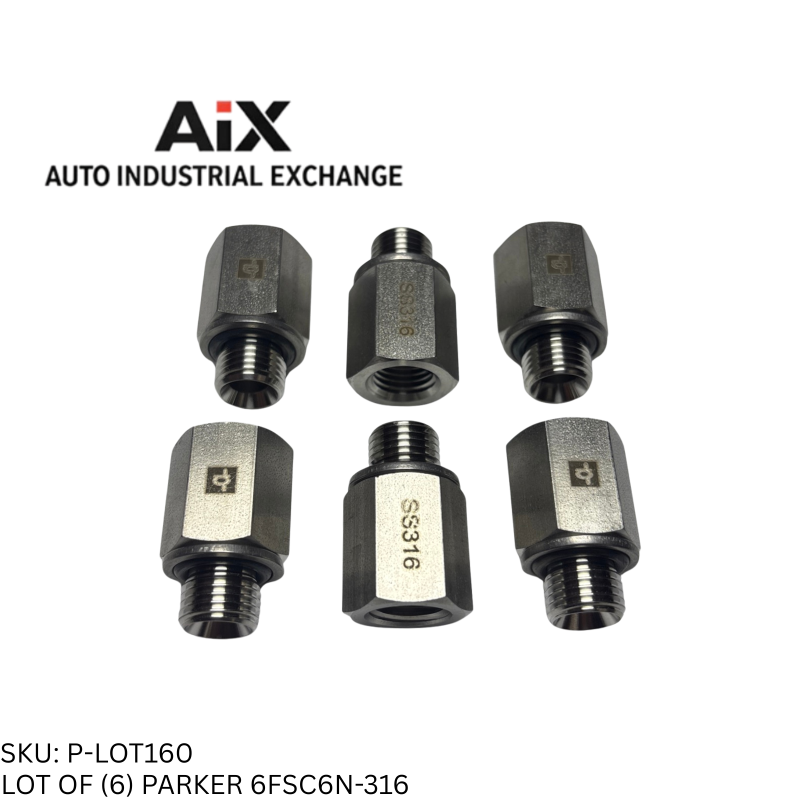 Lot of 6 Parker 6FSC6N-316 A-LOK Female NPT Connector 3/8 Tube OD x 3/8 NPT SS