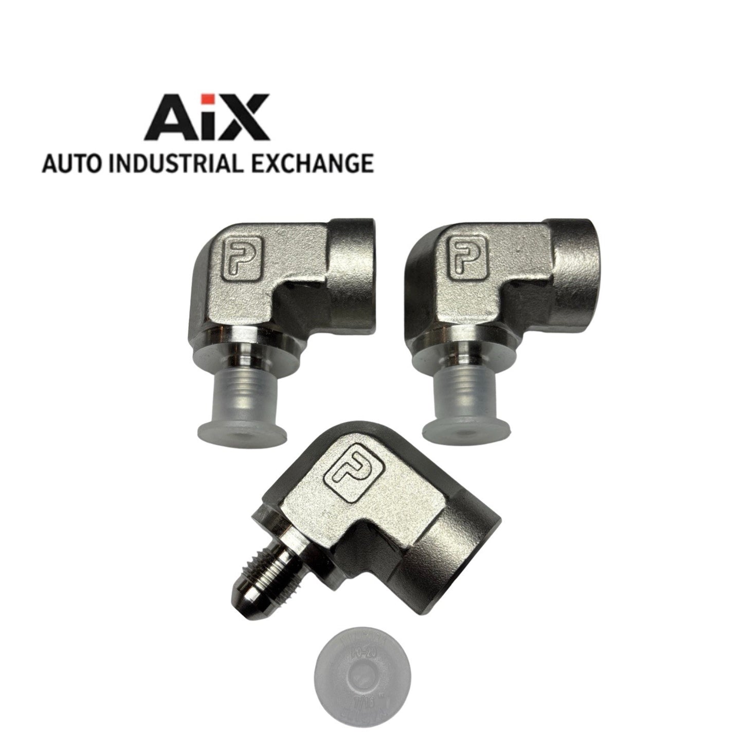 Lot of 3 Parker 4-6 DTX-SS 37° Flare x 3/8” NPT Elbow Fittings Stainless Steel