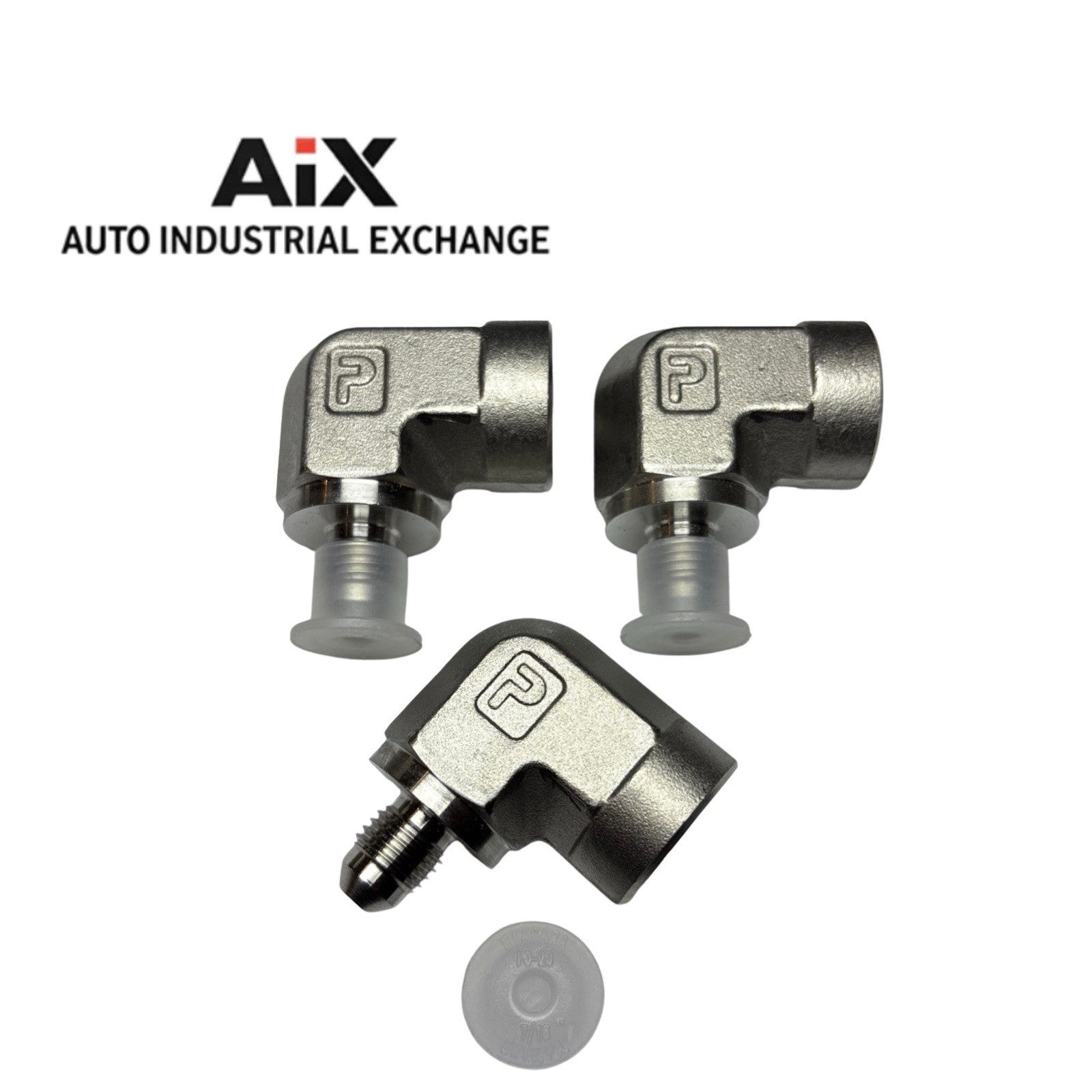 Lot of 3 Parker 4-6 DTX-SS 37° Flare x 3/8” NPT Elbow Fittings Stainless Steel