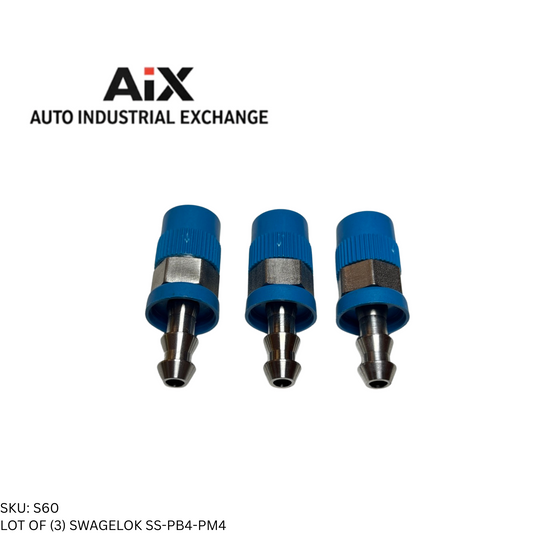 Lot of 3 Swagelok SS-PB4-PM4 Stainless Steel Push-On Hose End 1/4 NPT Male