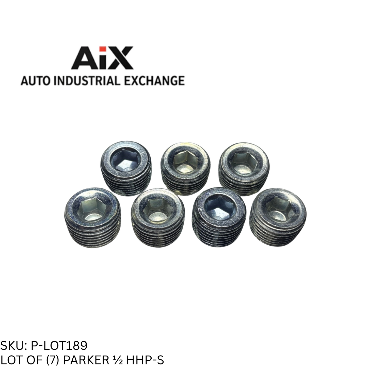 Lot of 7 Parker 1/2 HHP-S Steel Hollow Hex Plug Male NPT Pipe Fitting 6000 PSI