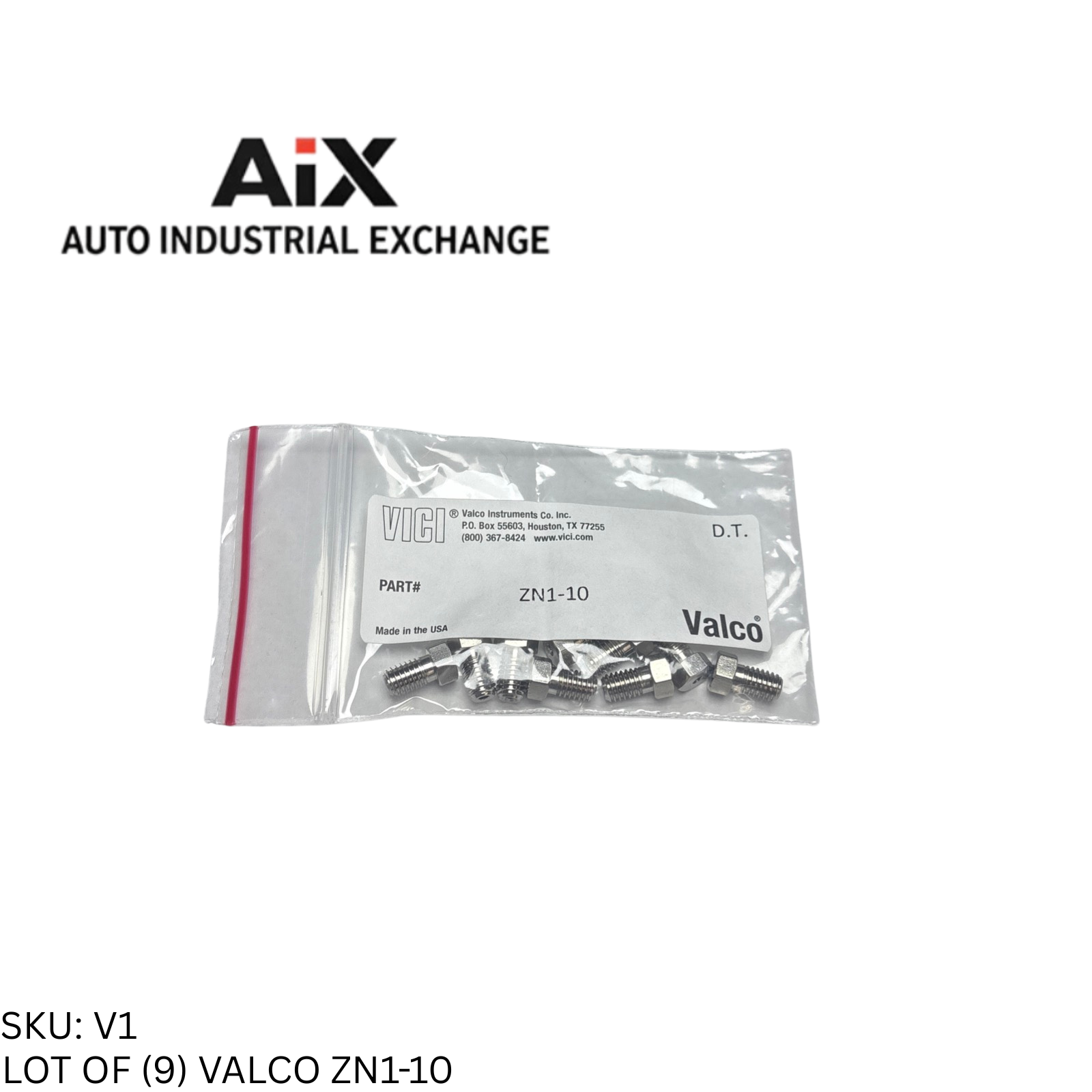 Lot of 9 Valco ZN1-10 Stainless Steel Internal Nuts 1/16 Fitting 20000 PSI