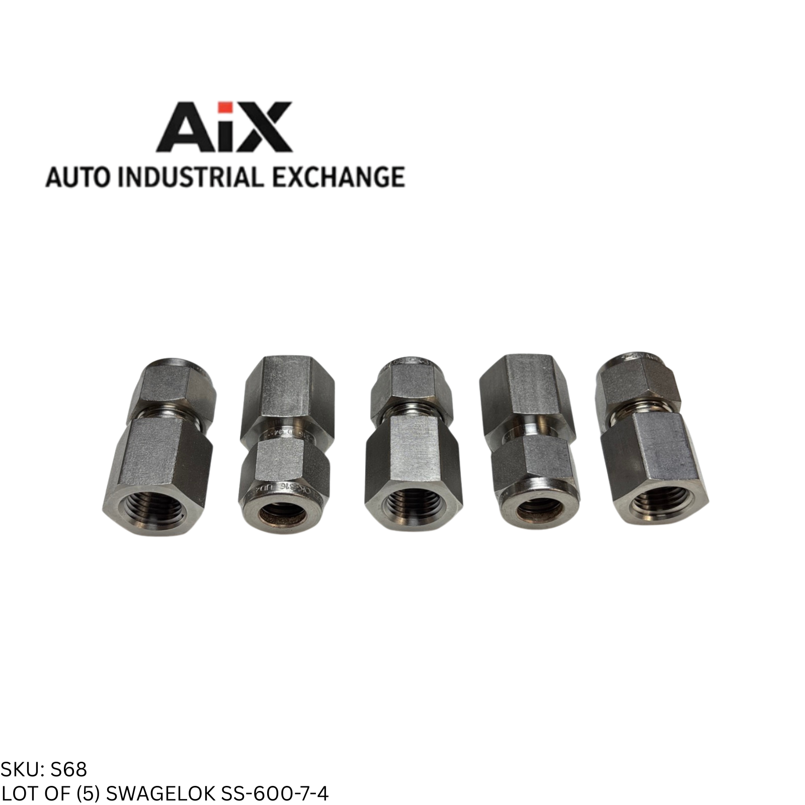 Lot of 5 Swagelok SS-600-7-4 Stainless Steel Female Connector Fitting 3/8 x 1/4