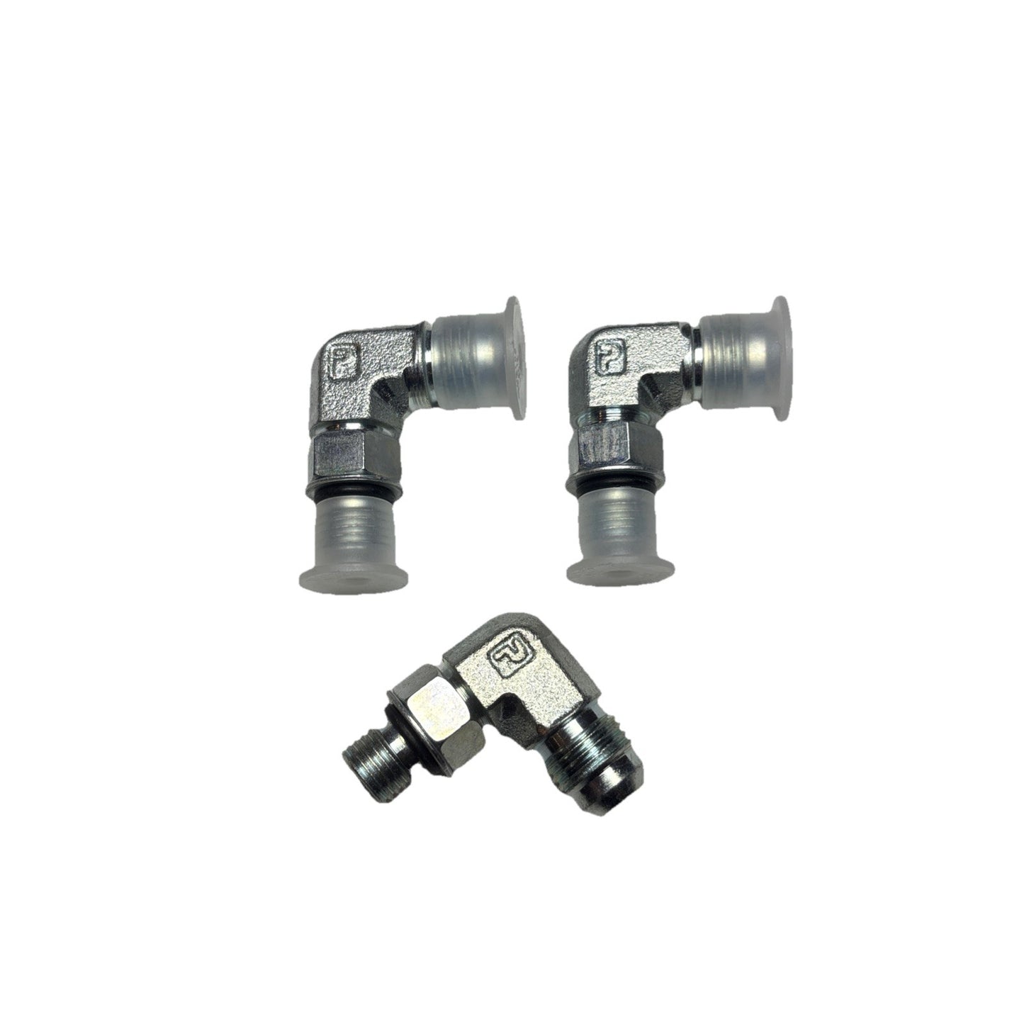 Lot of 3 Parker 6 C50X-S 3/8 x 9/16 JIC 37° Steel Elbow Fittings Triple-Lok