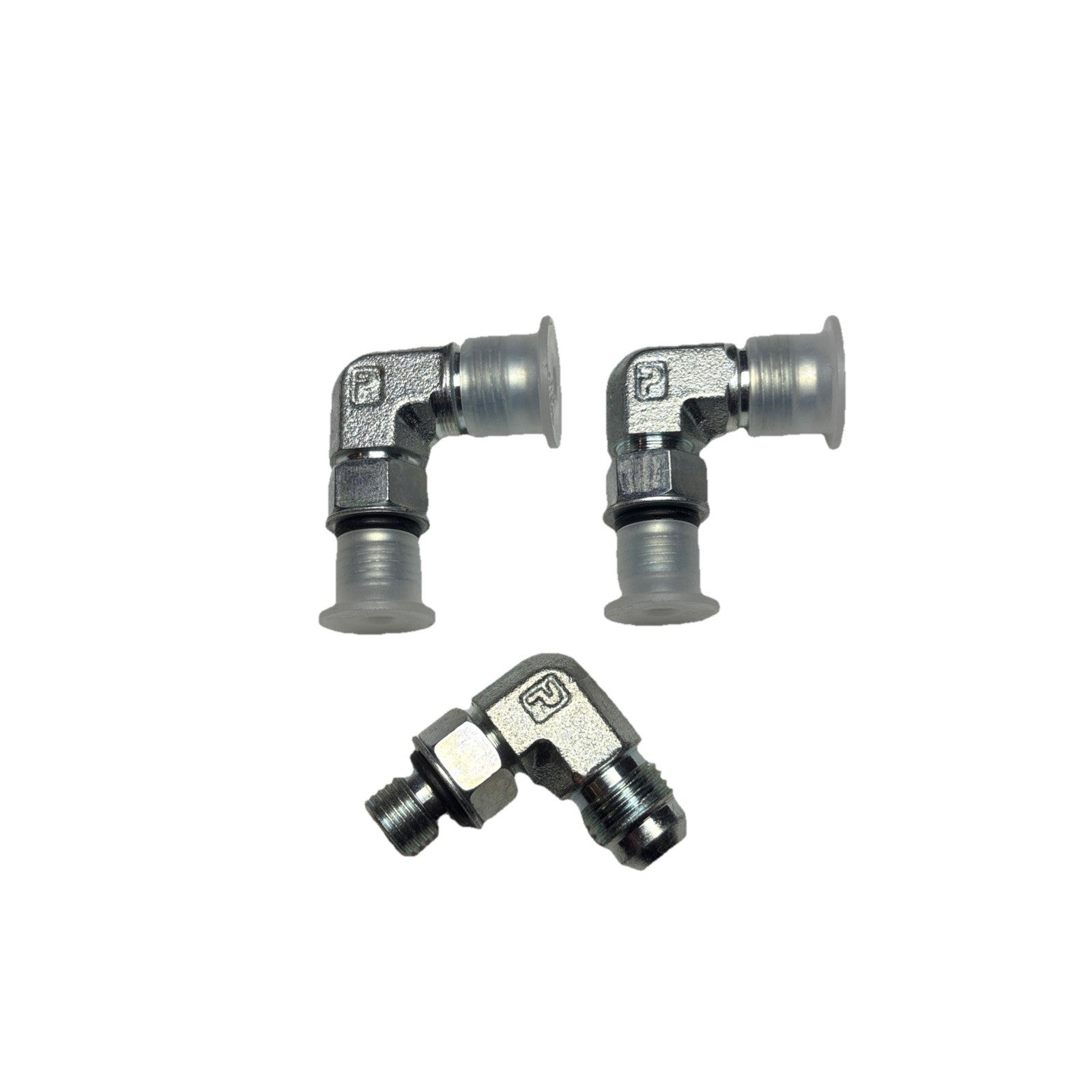 Lot of 3 Parker 6 C50X-S 3/8 x 9/16 JIC 37° Steel Elbow Fittings Triple-Lok