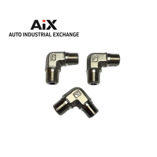 Lot of 3 Parker 1/8 CR-SS Elbow Fittings 90° NPT/NPT Stainless USA 6000 PSI