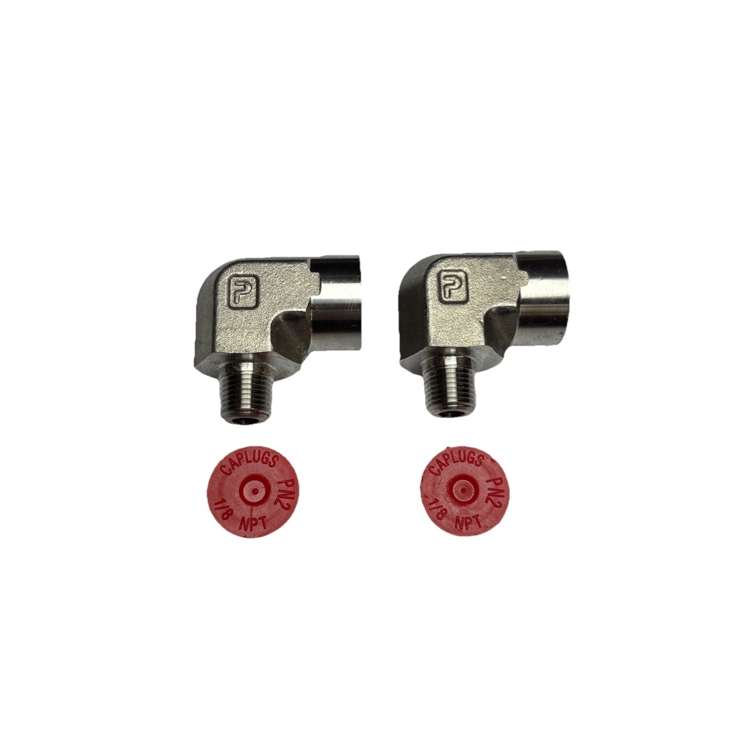 Lot of 2 Parker 1/8 x 1/4 CD-SS 90° Elbow Fittings SS NPT/NPTF 5000 PSI