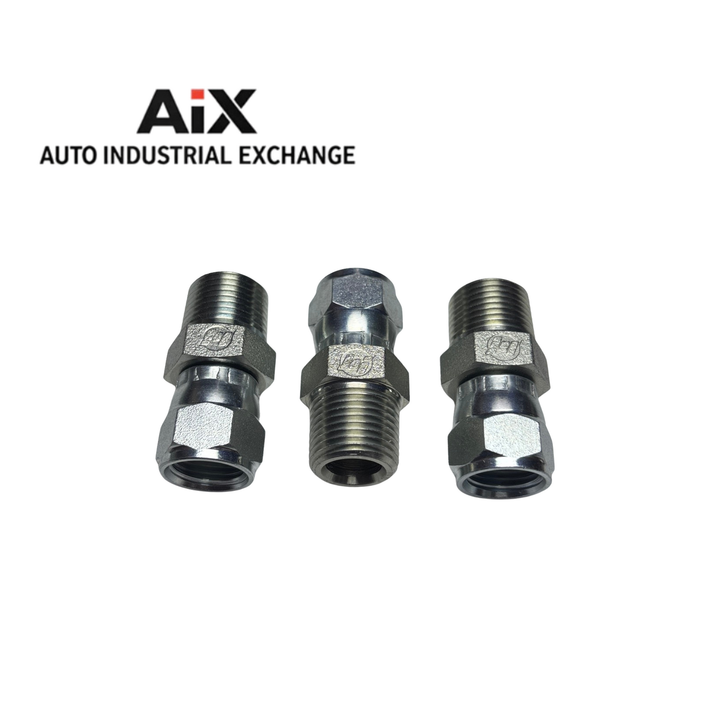 Lot of 3 Brennan 6-6 F6X-S 37° Flare Female Swivel to Male NPT Steel