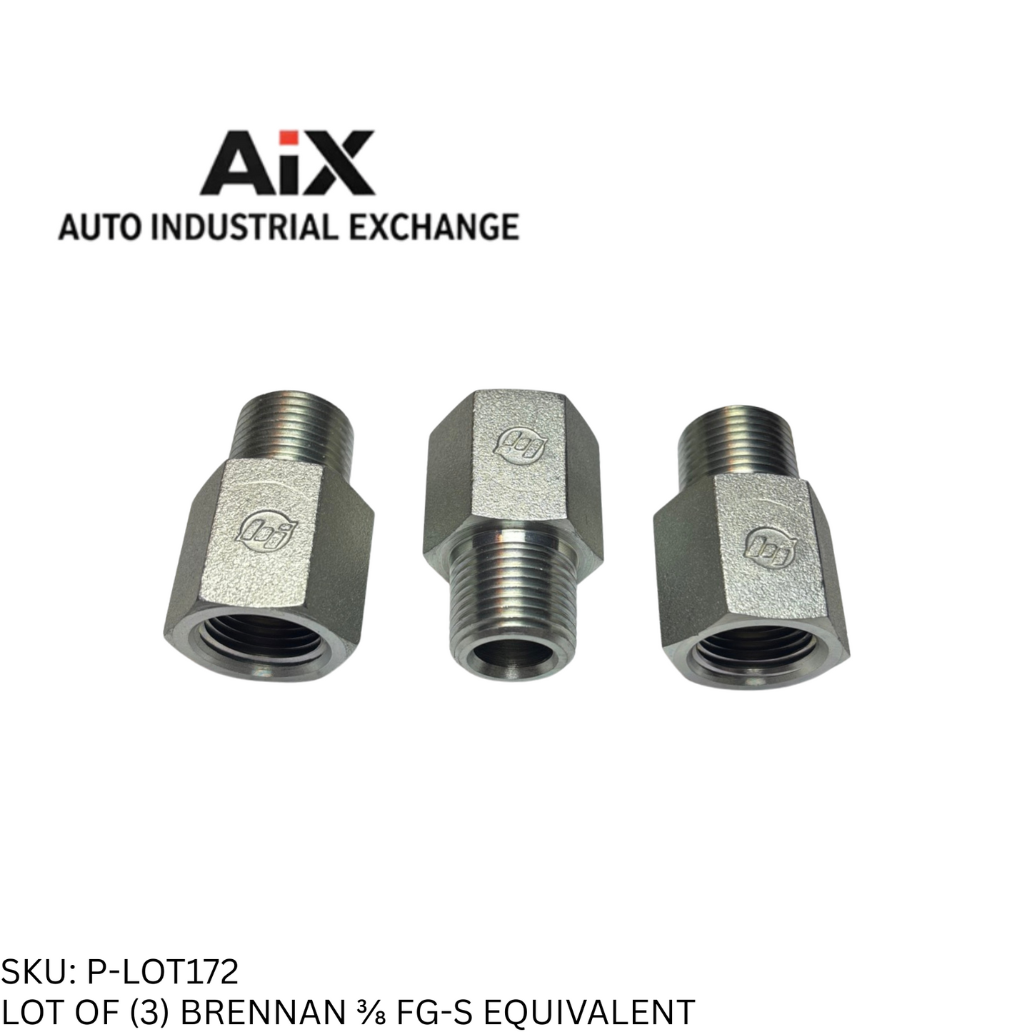 Lot of 3 Brennan 3/8 FG-S Pipe Adapter Male NPT to Female NPT Steel 6000 PSI