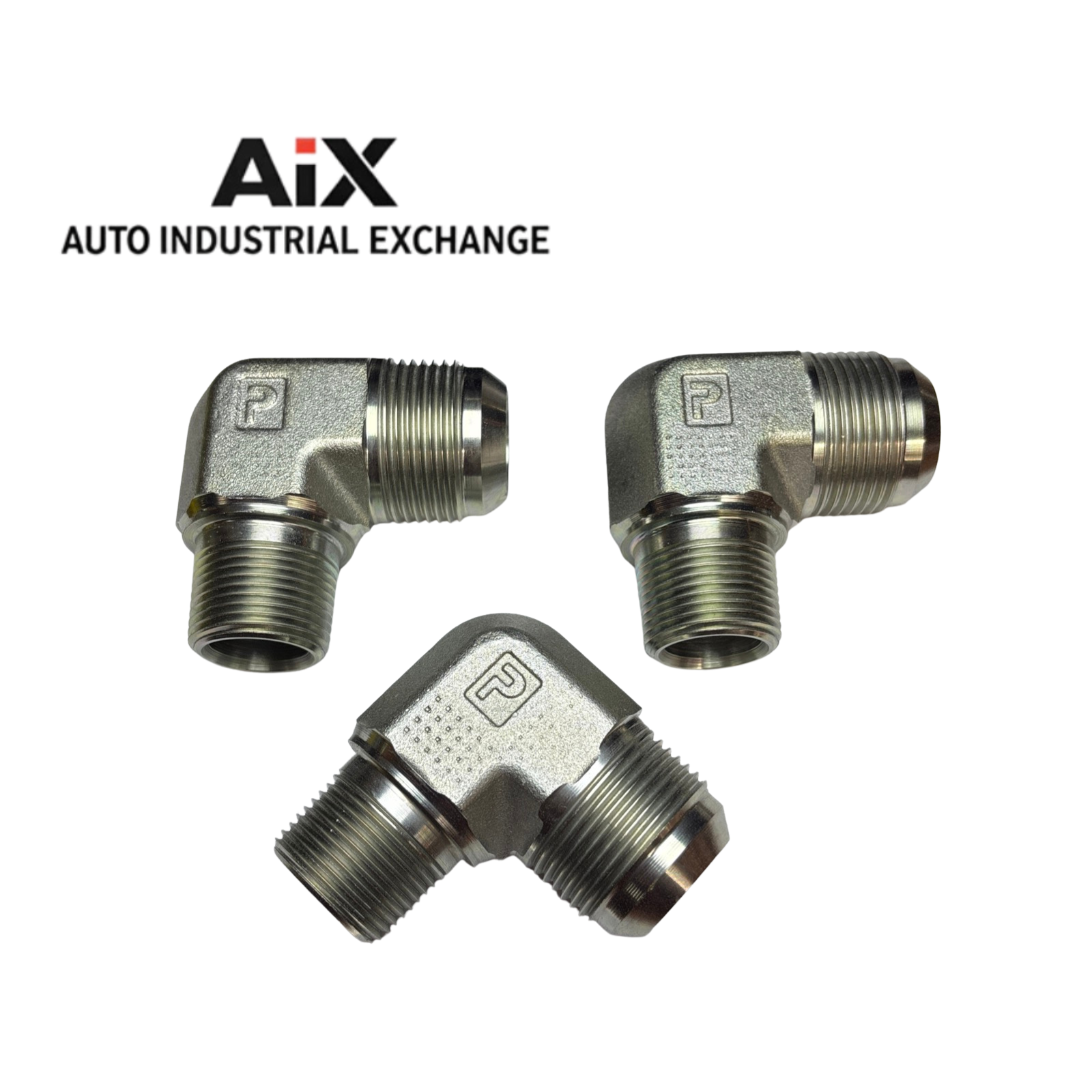 Lot of 3 Parker 16-12CTX-S 4000 PSI Steel 90° Elbow 37° Flare x Male NPT