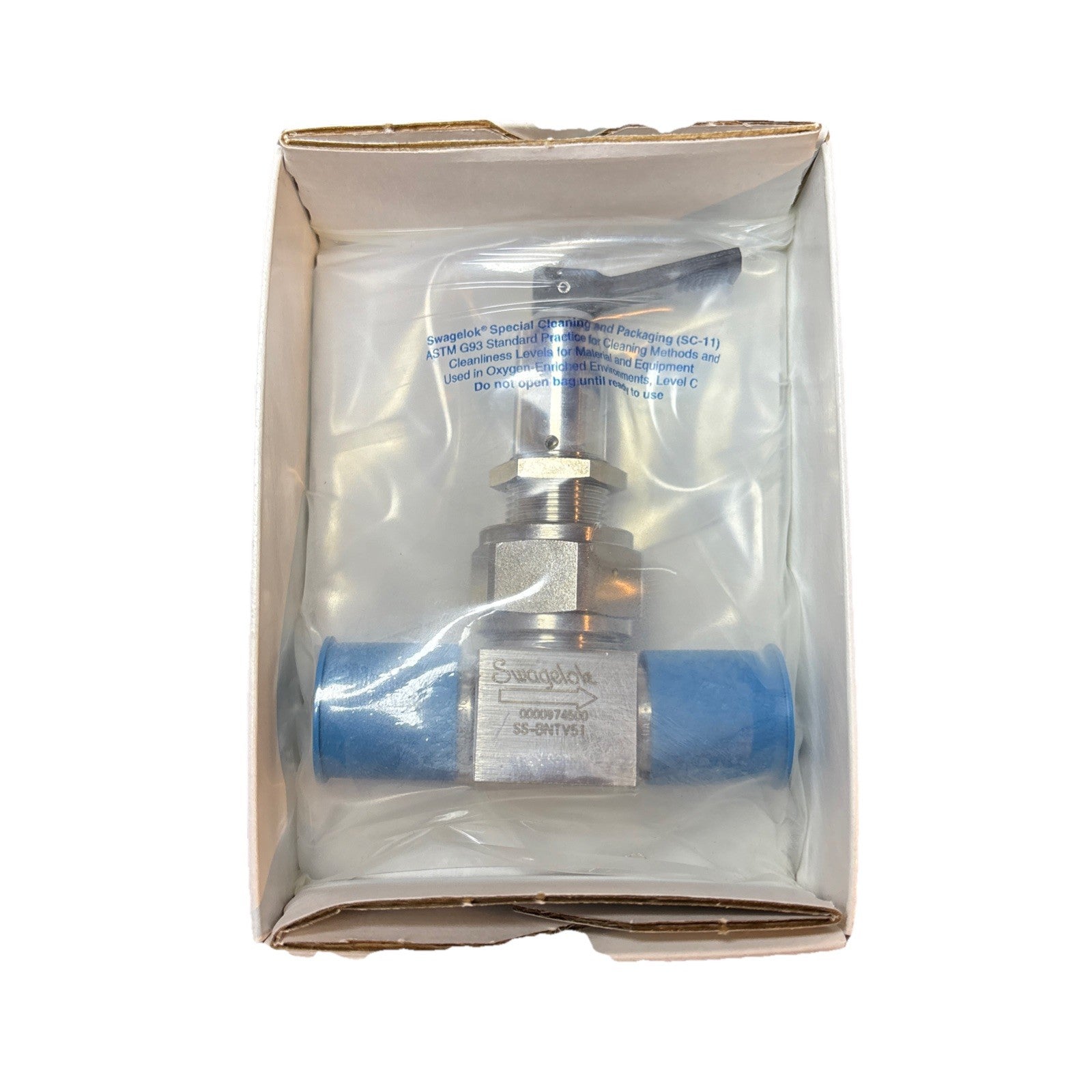 Swagelok SS-BNTV51 1/4” Tube Ball Valve 316 SS 3000 PSI Blue Handle New