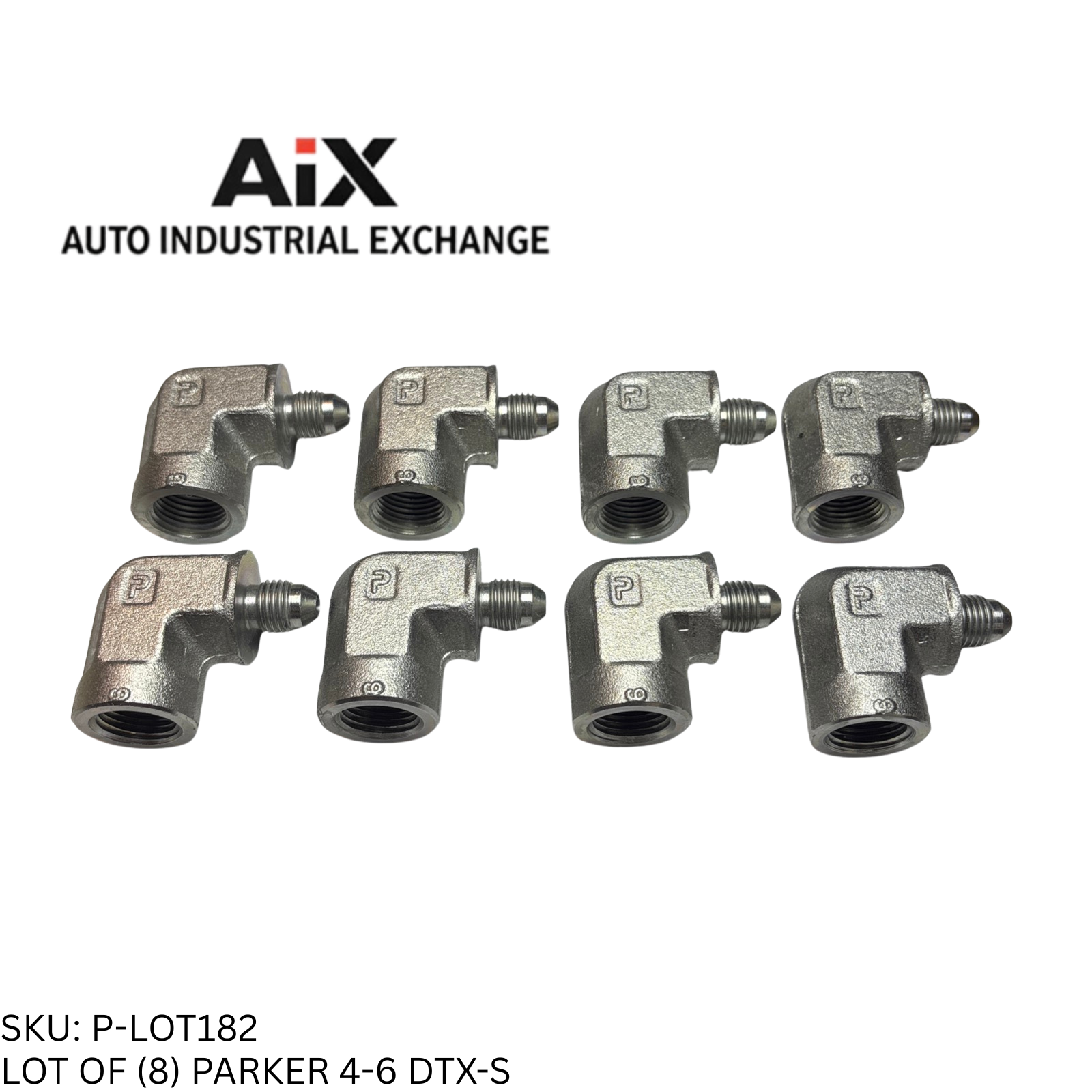 Lot of 8 Parker 4-6 DTX-S Hydraulic 90° Elbow JIC Male x NPTF Female Steel