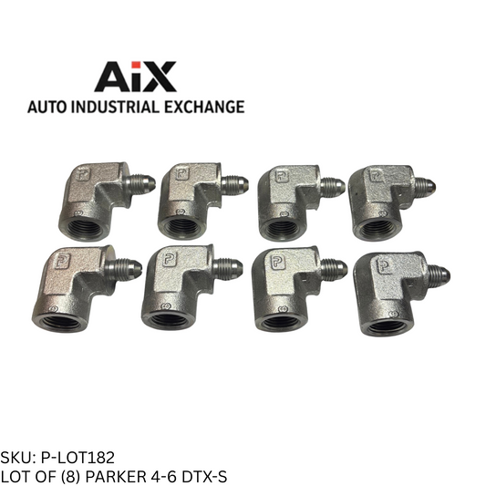 Lot of 8 Parker 4-6 DTX-S Hydraulic 90° Elbow JIC Male x NPTF Female Steel