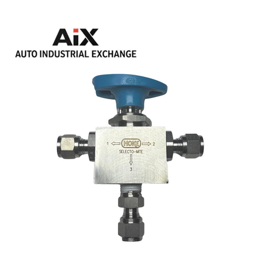 Hoke Selecto-Mite 7165G4Y 316 Stainless 3-Way Ball Valve with 1/4" NPT Gyroloks