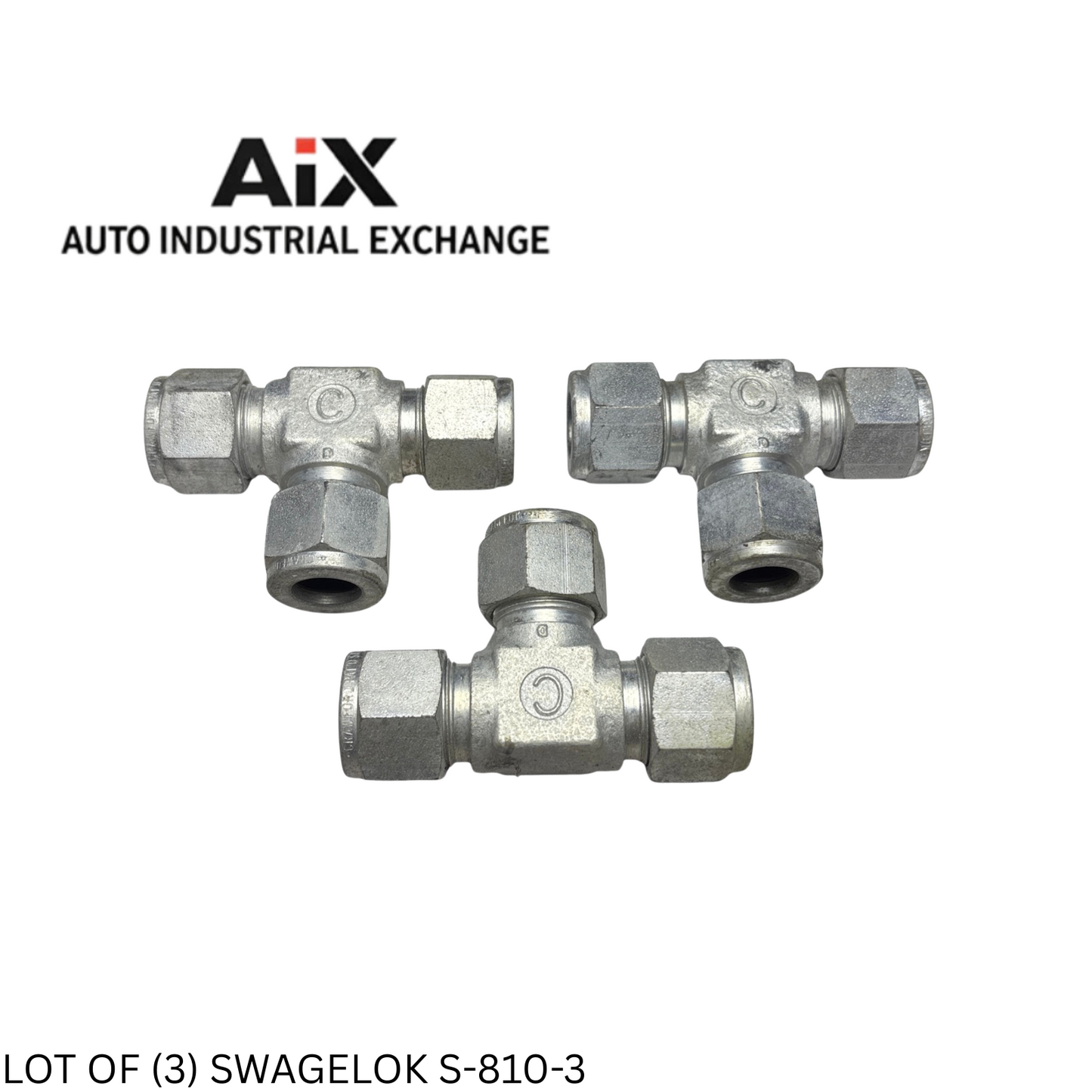 Lot of 3 Swagelok S-810-3 Carbon Steel Union Tee 1/2" Tube Fittings FNSP