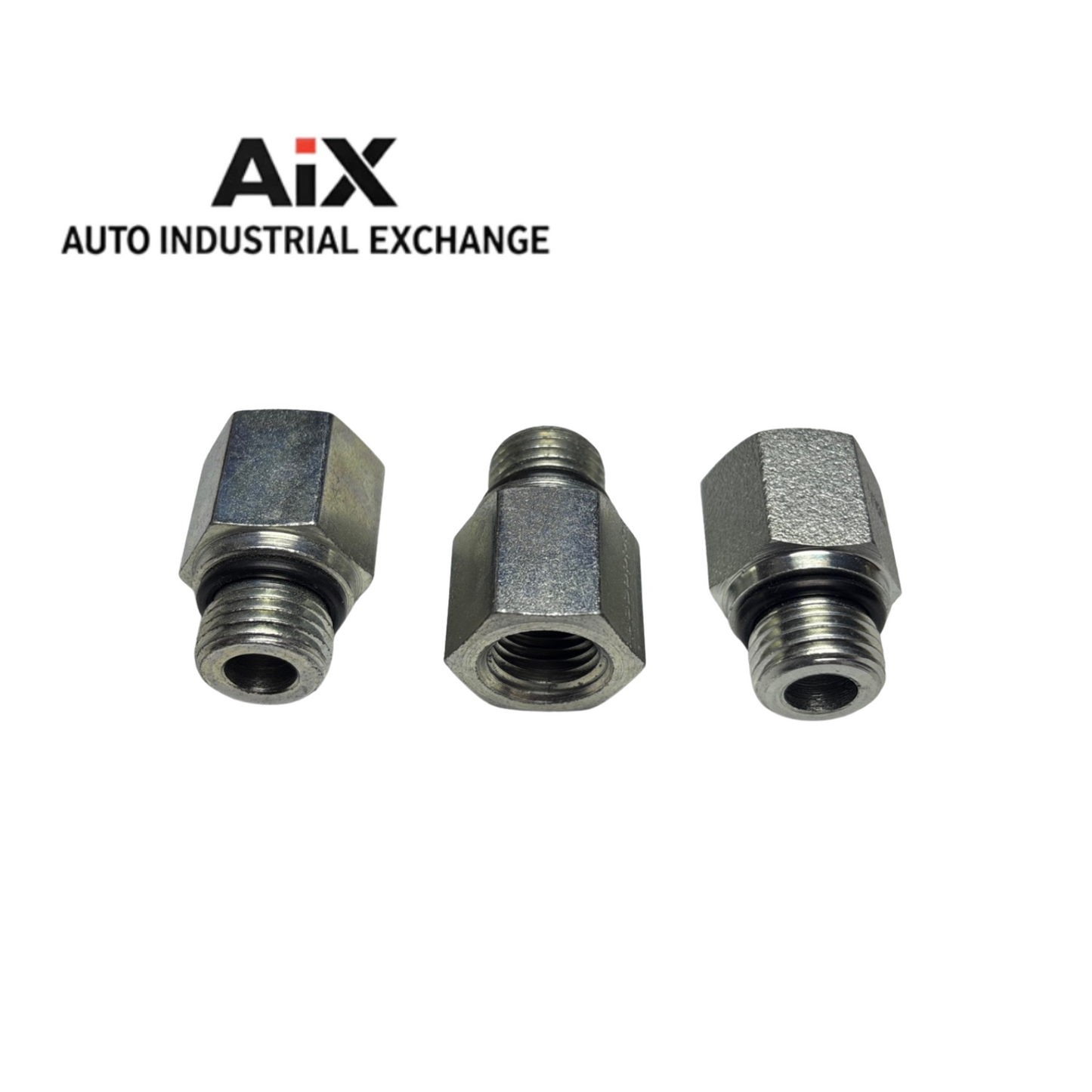 Lot of 3 Parker 6-1/4 F50G-S Port Adapters SAE-ORB Male x 1/4 Female NPT Steel