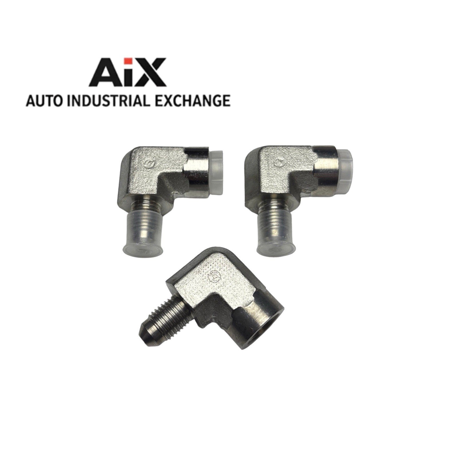 Lot of 3 Brennan SS Elbows 1/4 JIC x 1/4 NPT – Parker 4-4 DTX-SS Equivalent